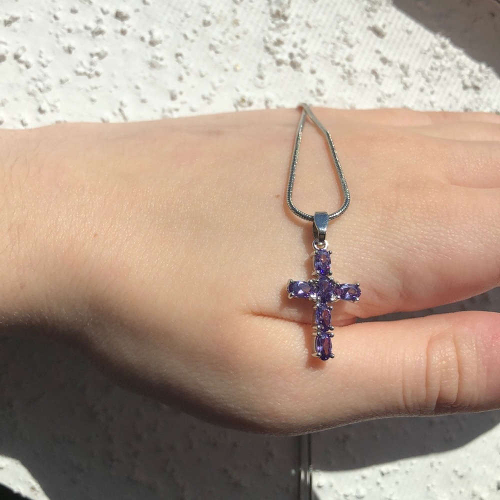 Purple Cross Necklace